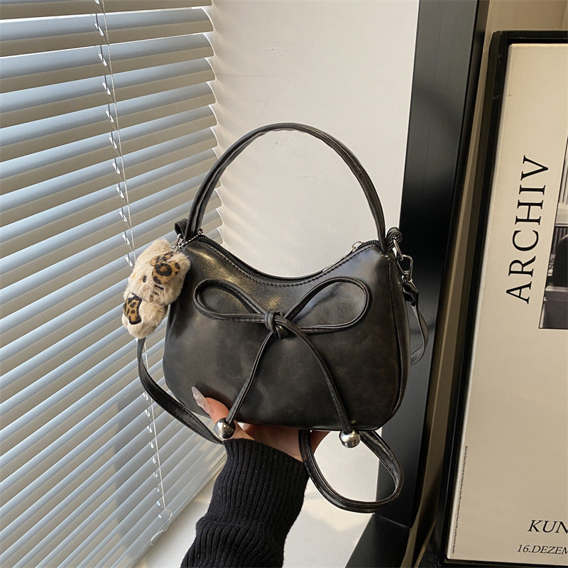 Women's Korean-Style Niche Design Bow Handbag All-Match Commute Crossbody Maillard Bag