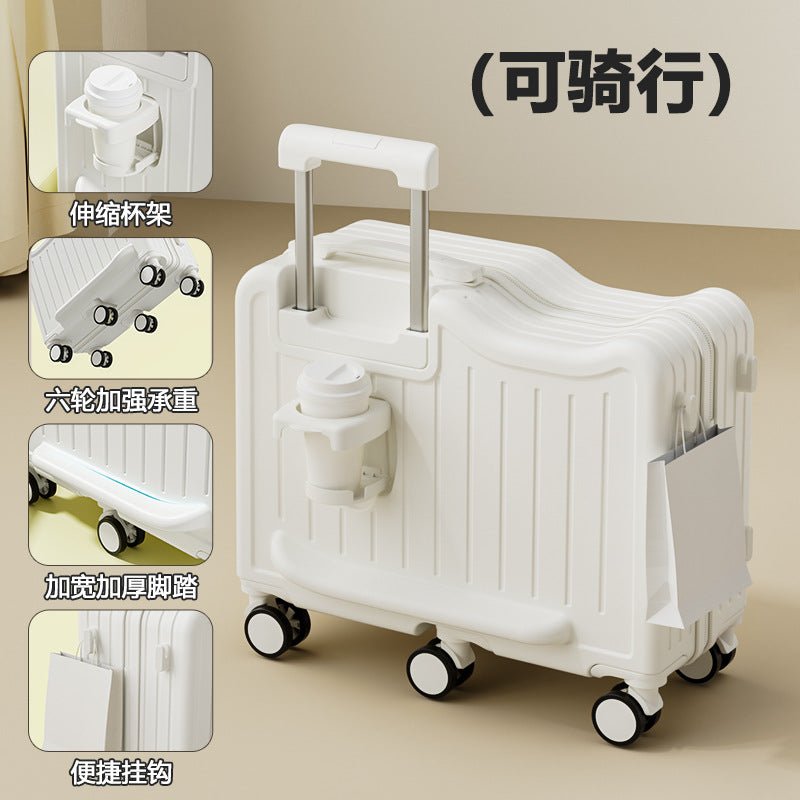Kids Ride-On Luggage with 6 Wheels, Cup Holder, and Hanging Hook - Lightweight Travel Suitcase for Children