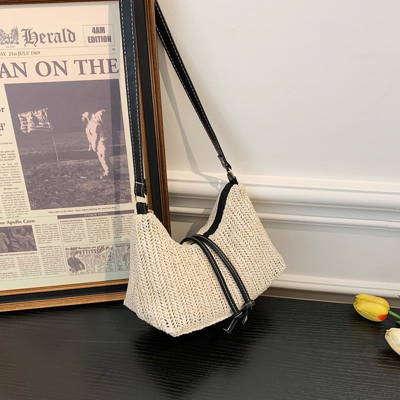 Women's Straw Shoulder Bag Fashionable New Unique and Exquisite Spring Versatile Texture High Class Elegant Crossbody Bag