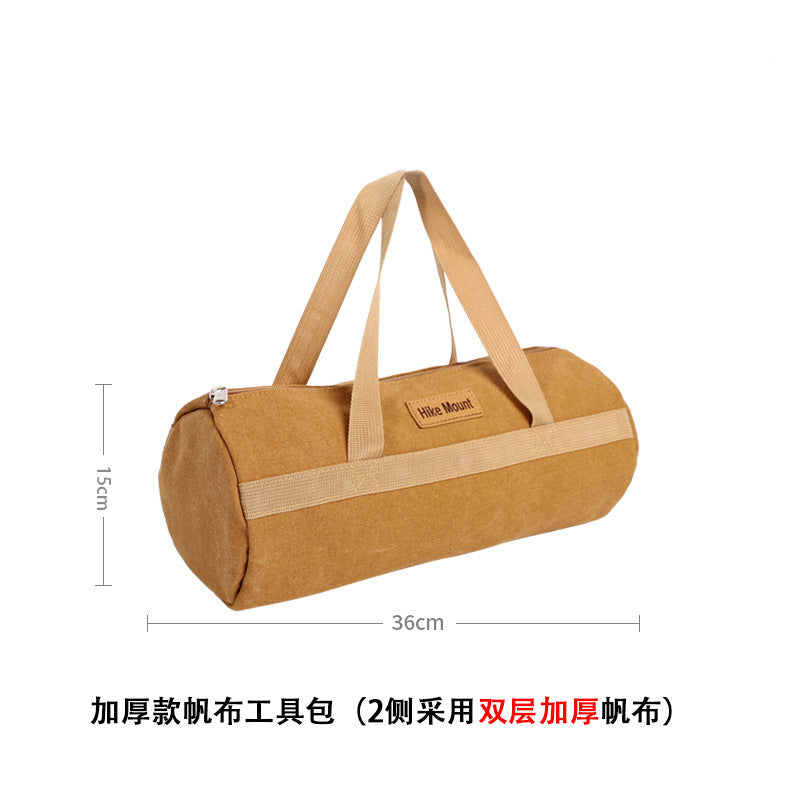 Outdoor Camping Tool Bag Cylinder Shape Portable Storage Organizer for Tent Pegs Rope Hammer Gear