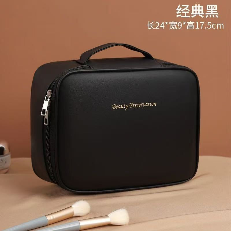Elegant Large Capacity Cosmetic Bag with Multiple Compartments for Travel and Daily Use