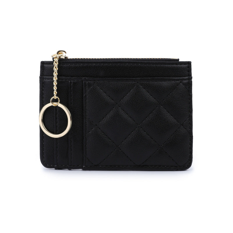 Rhombus Card Holder for Women with Keychain Multiple Card Slots Lightweight Storage European and American Retro Everyday Joker