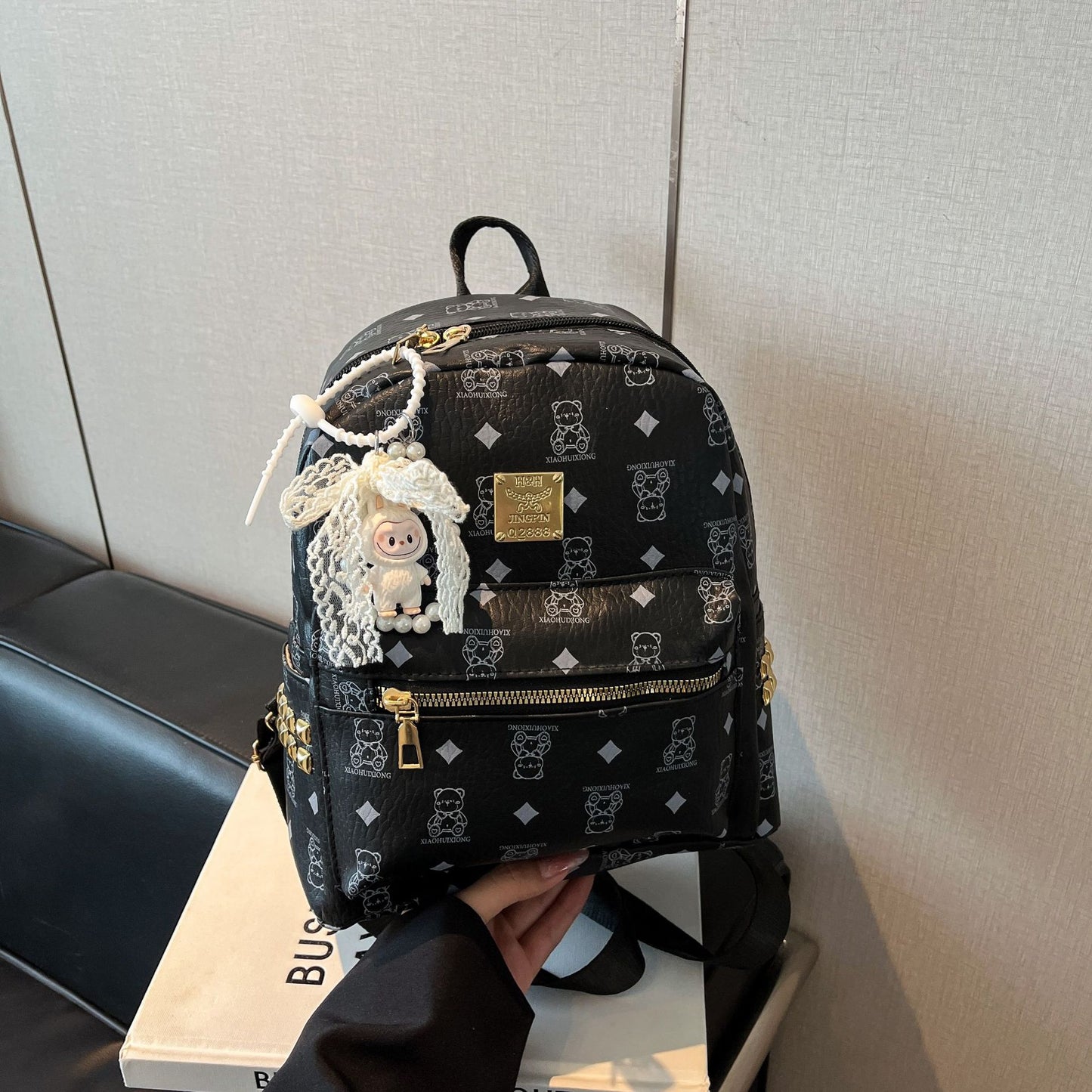 Cute Bear Pattern Women's Backpack New Fashion Trendy College Student Large Capacity Commuter Schoolbag