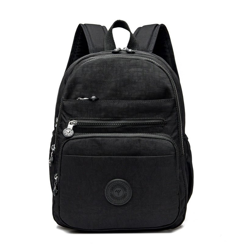 Lightweight Breathable Nylon Backpack for Travel and School, Fashionable Street Style with Multiple Pockets and Zipper Closure