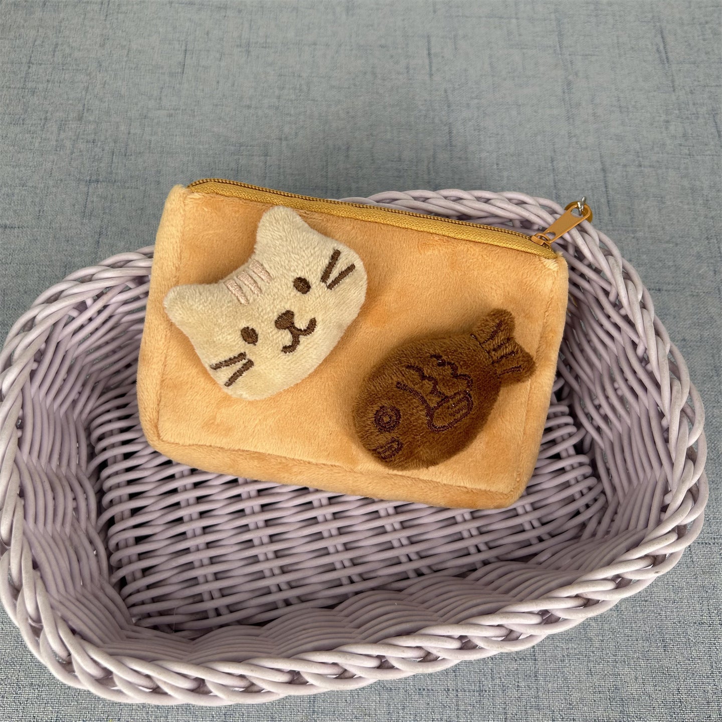 Women's Wallet Cute Plush Cat Coin Purse Set with Mirror and Keychain Suitable for Children's Daily Use and Fashion Match