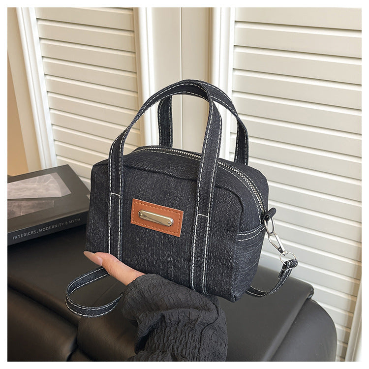 Retro Denim Small Handbag Portable Denim Small Bag Women's Fashionable New Pillow Fashion Messenger Bag