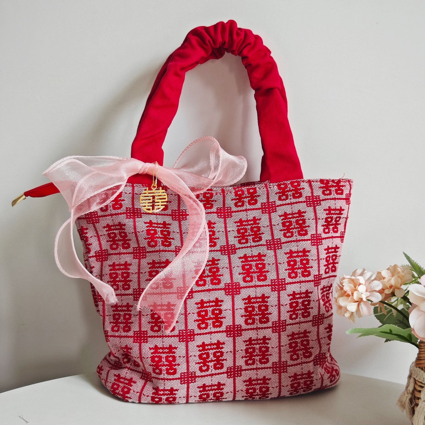 Double Happy Character Gift Bag Gift Gold Bridesmaid Return Gift Bag Engagement Return Gift Gift Bag Red Chinese Style Wedding Bag