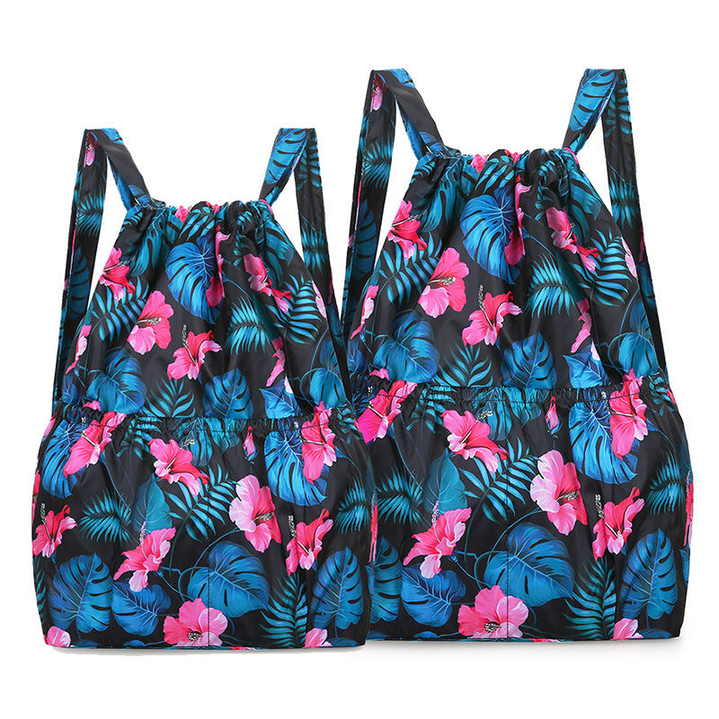 Women's Backpack Fashion Drawstring Backpack Hot Air Balloon Printing Lightweight and Large Capacity Suitable for Daily Travel