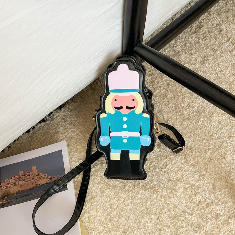 Cute Cartoon Soldier Design Crossbody Bag for Women, Fashionable and Stylish Daily Accessory with Soft PU Material and Zipper Closure
