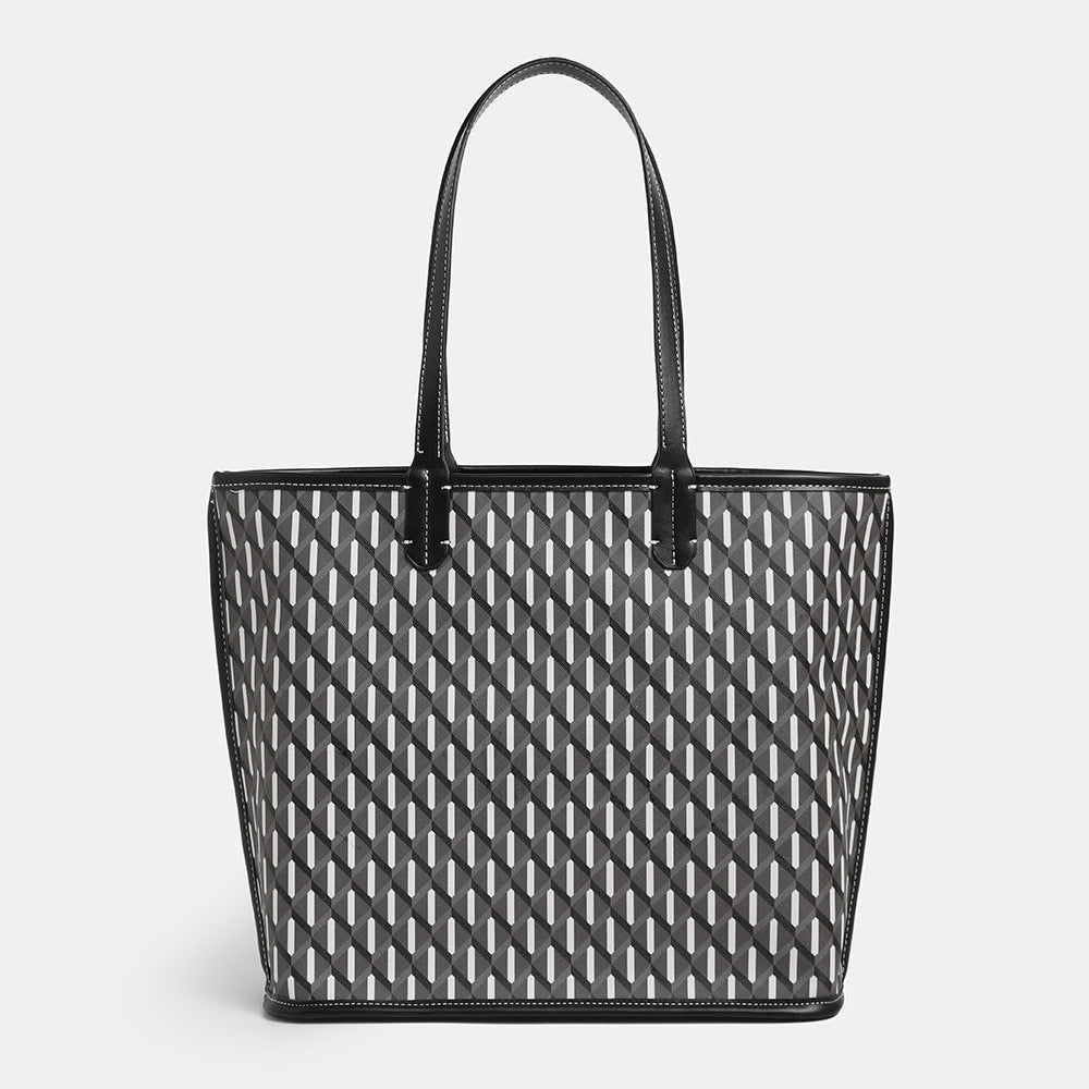 Women's Fashion Tote Bag New Large Capacity Shoulder Handbag Commute Minimalist Plaid Dog Teeth Bag