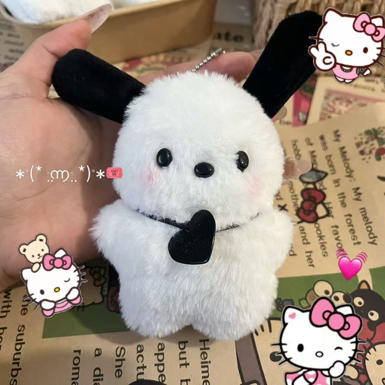 Cute Plush Pacha Dog Figurine Doll Handbag Pendant Creative Blush Puppy Doll Pendant
