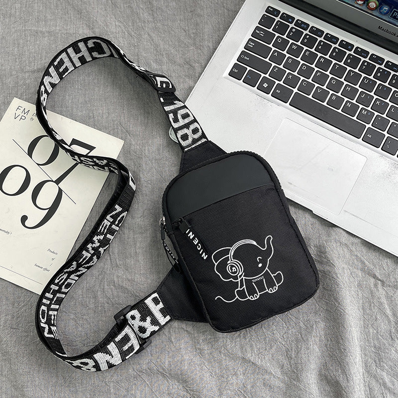 Street Style Nylon Crossbody Bag with Printed Strap and Zipper Closure for Casual Travel