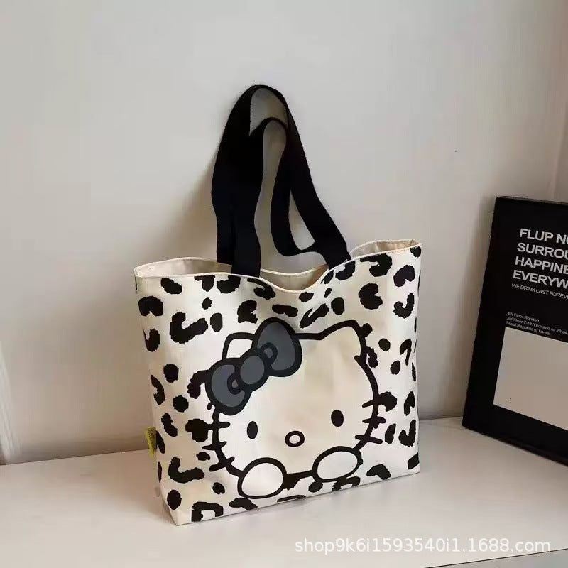 Cartoon Canvas Bag Women's All-Match Shoulder Commuter Tote Large Capacity