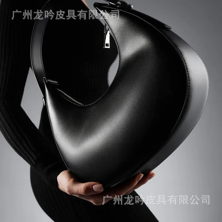 2025 Autumn New Fashion Crescent Moon Bag for Women, Large Capacity Handheld Shoulder Bag with Zipper Closure and Inner Pockets