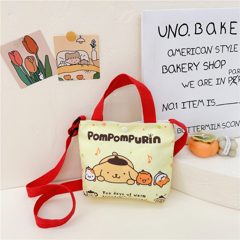 Cute Cartoon Canvas Tote Bag for Kids with Adjustable Strap, Perfect for Daily Outings and Playtime