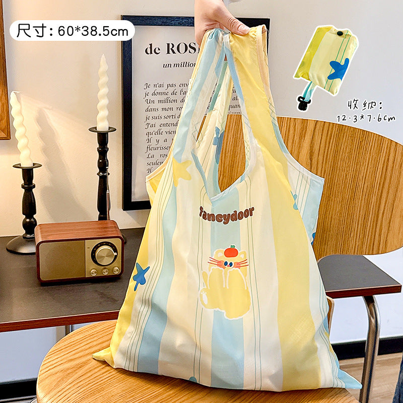 Cute Foldable Shopping Bag with Cartoon Dog Design, Waterproof and Portable for Daily Use and Grocery Shopping