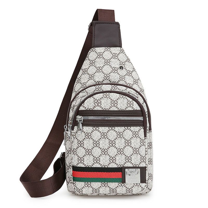 New Contrast Color Pu Soft Leather Casual Chest Bag Korean Style Men and Women Crossbody Fashion Travel Fashion Small Backpack Women