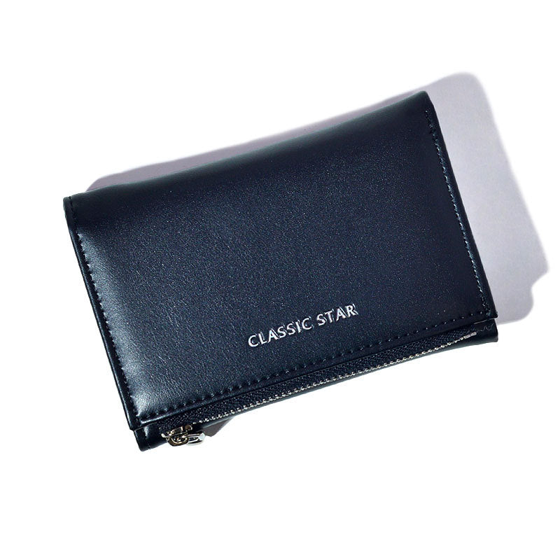 Fashionable Minimalist Zipper Trifold Wallet for Women with Large Capacity and Card Slots, Waterproof and Antibacterial PU Leather Design