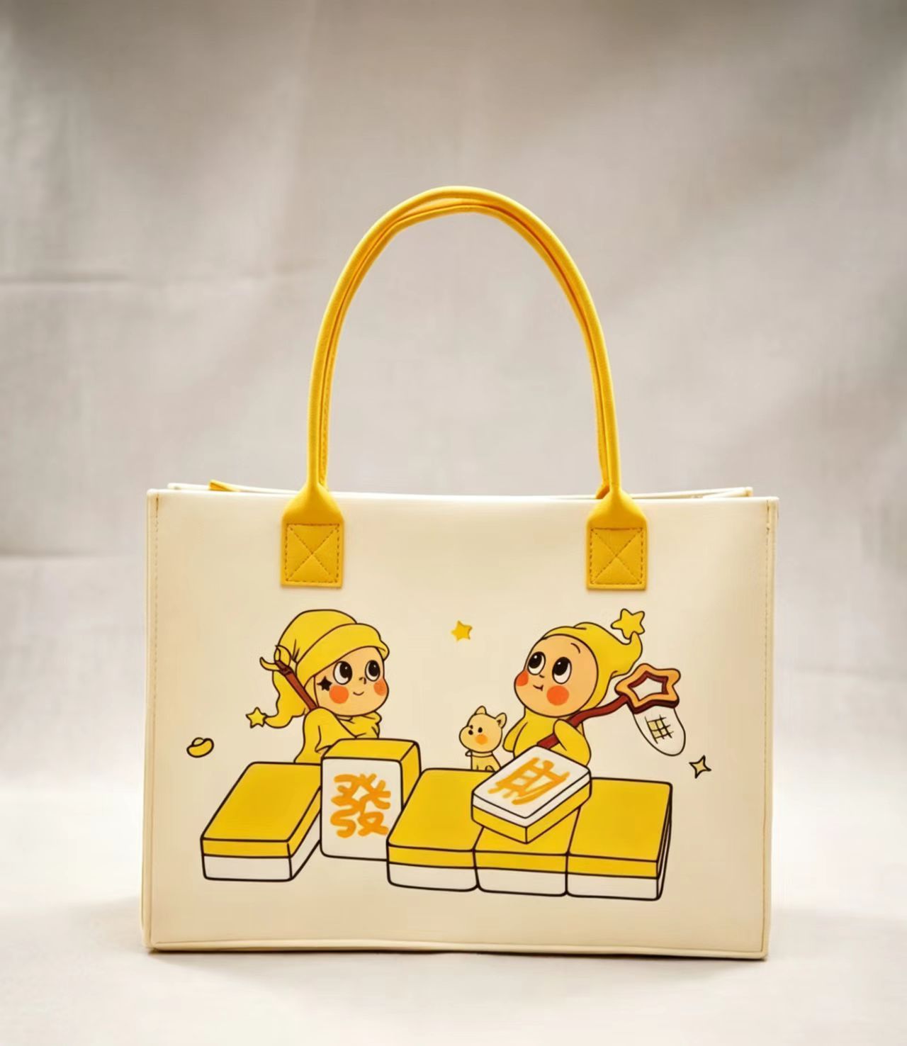 Cute Twinkle Character Tote Bag with Retro Cartoon Print, Large Capacity Daily Commute Handbag for Women