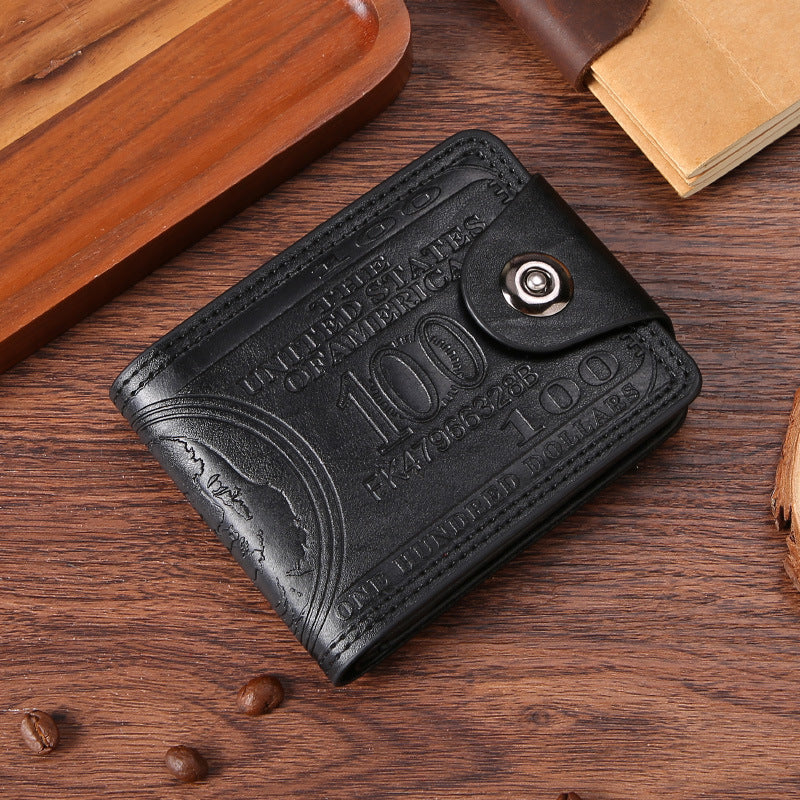 Men's Lightweight PU Wallet with US Dollar Design, Vintage Embossed Pattern, Multi-Card Slot, Durable and Scratch-Resistant