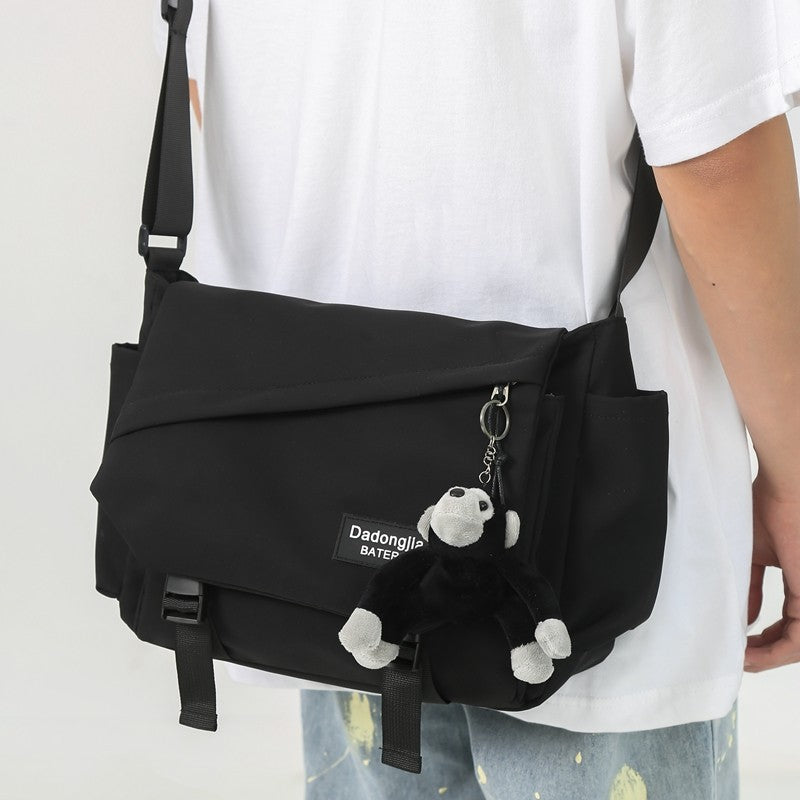 Japanese style workwear men's messenger bag waterproof nylon material casual all-match shoulder bag essential for daily travel travel