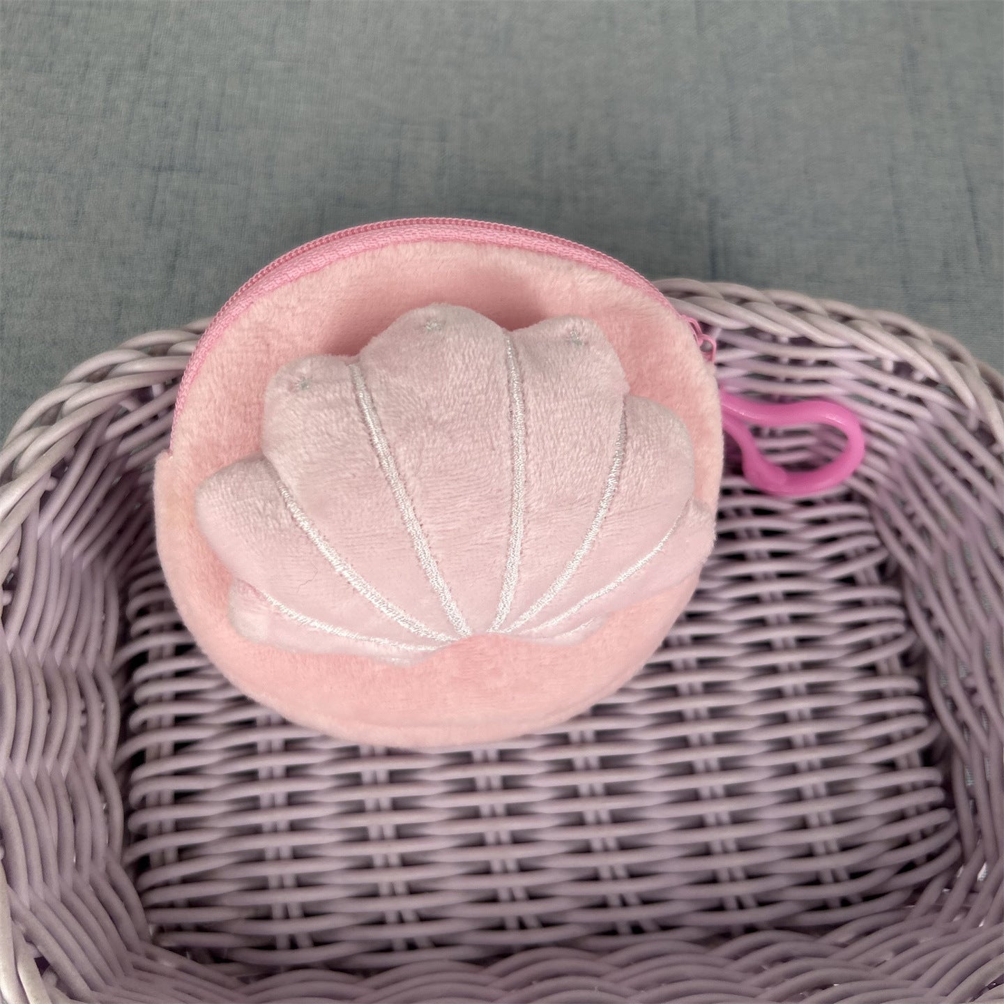 Cute Plush Shell Women's Coin Purse Pearl Design Children Daily Storage Small Bag Cartoon Hanging Ornaments