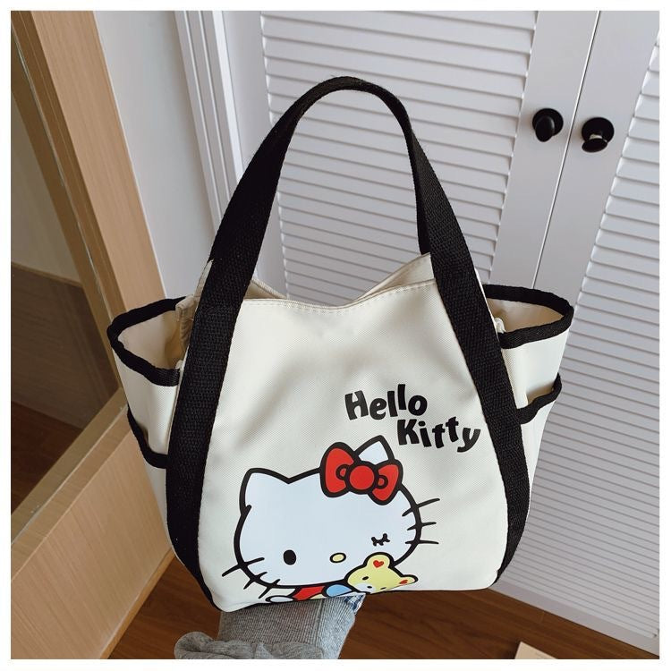Cute Hello Kitty Tote Bag with Large Capacity for Daily Use and Lunch Carrying
