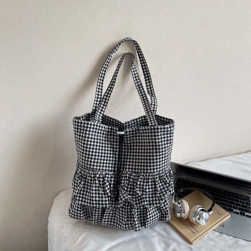 Tote Cloth Bags Women's New Commuter Plaid Fashion Simple Large Capacity Shoulder Bag