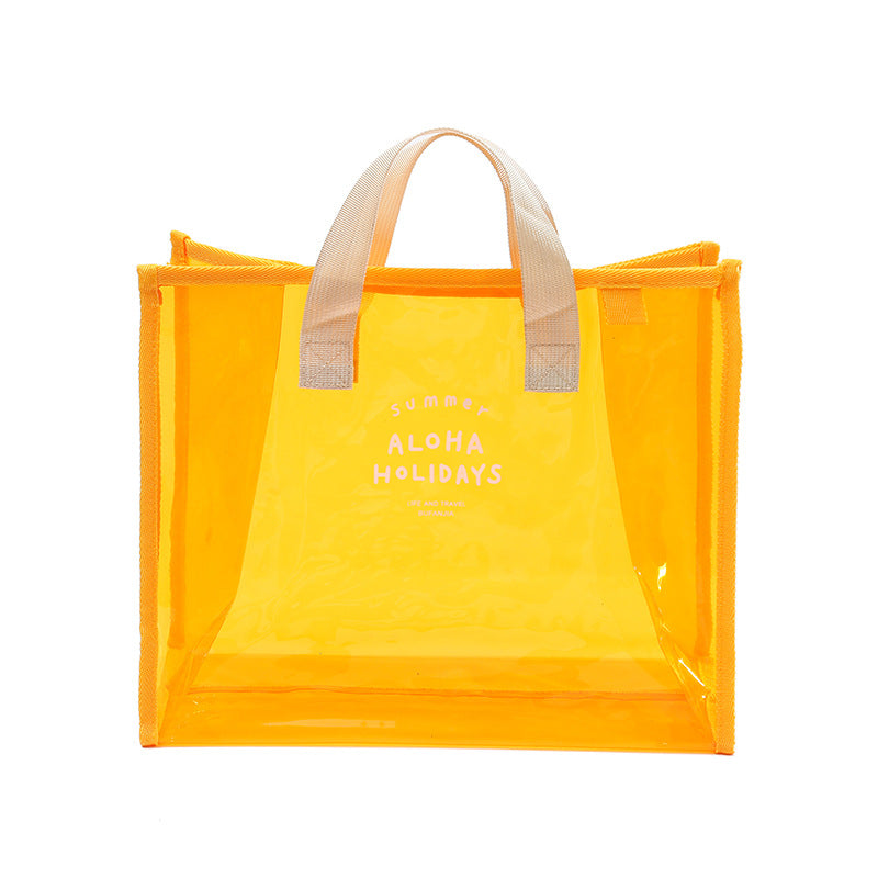 Transparent PVC Beach Tote Bag for Swimming and Travel - Waterproof, Fashionable, Multi-Functional Storage Bag with Summer Design