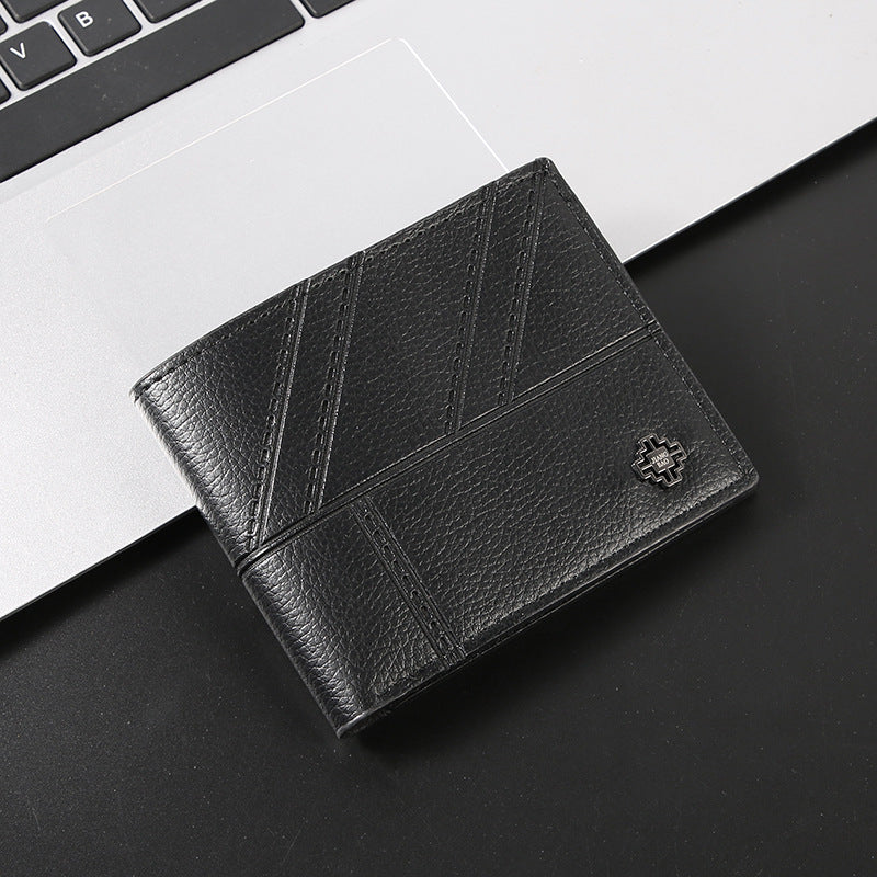 Fashionable Men's Short Wallet with Multi-Card Slots, Soft PU Leather, Stylish Stitching Design for Daily Use