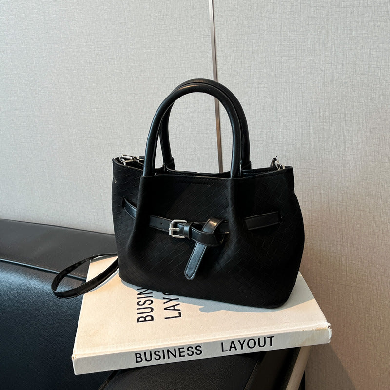 New Urban Simple Style Woven Texture Tote Bag Everyday Joker Practical Handbag