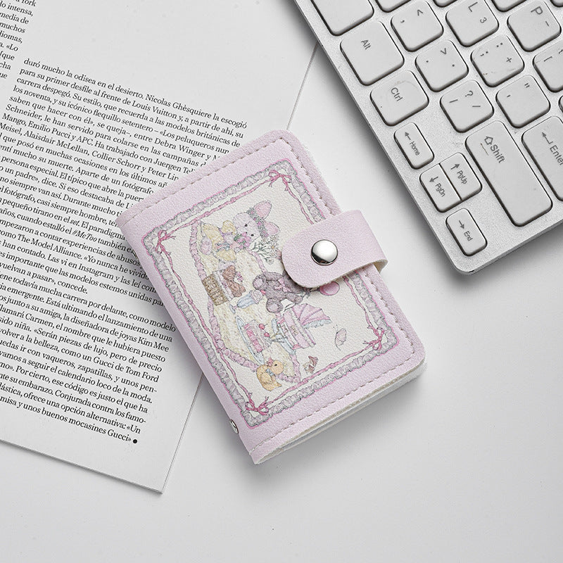 Women's Wallet Cute Rabbit Bear Pattern Ultra-Thin Card Holder Multiple Card Slots Document Storage Daily Matching Practical Card Holder