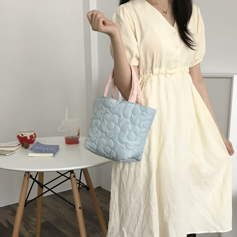 Milk Fufu with Hand Bag Korean Style Contrast Color Sweet Storage Bag Cloth Bag