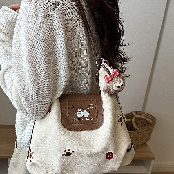 New Cute Embroidered Ribbon Pendant Western Style Leisure Simple Daily Commuter Bag