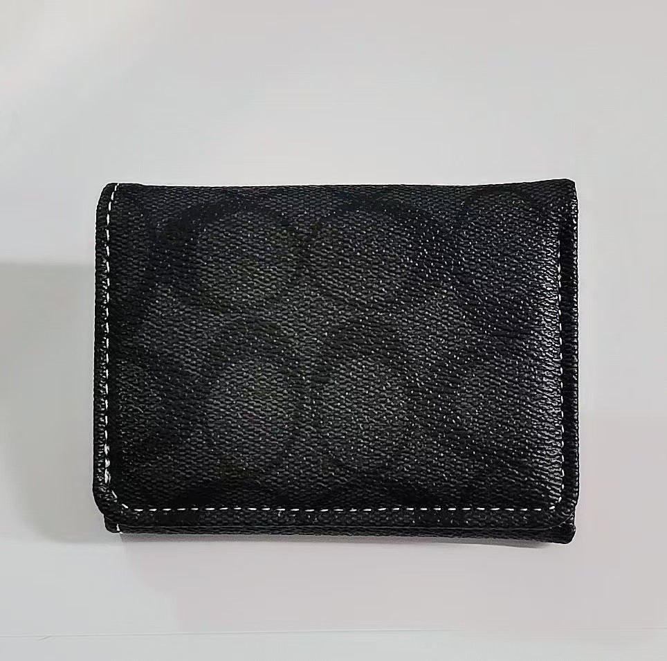 Retro Style PU Leather Short Wallet Card Bag Integrated Large Capacity Folding ID Storage Bag Men and Women