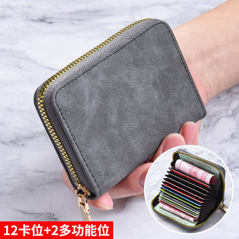 Women's Wallet Anti-Degaussing Expanding Card Holder 18 Card Position Zipper Coin Purse Daily Multi-Functional Credentials Storage