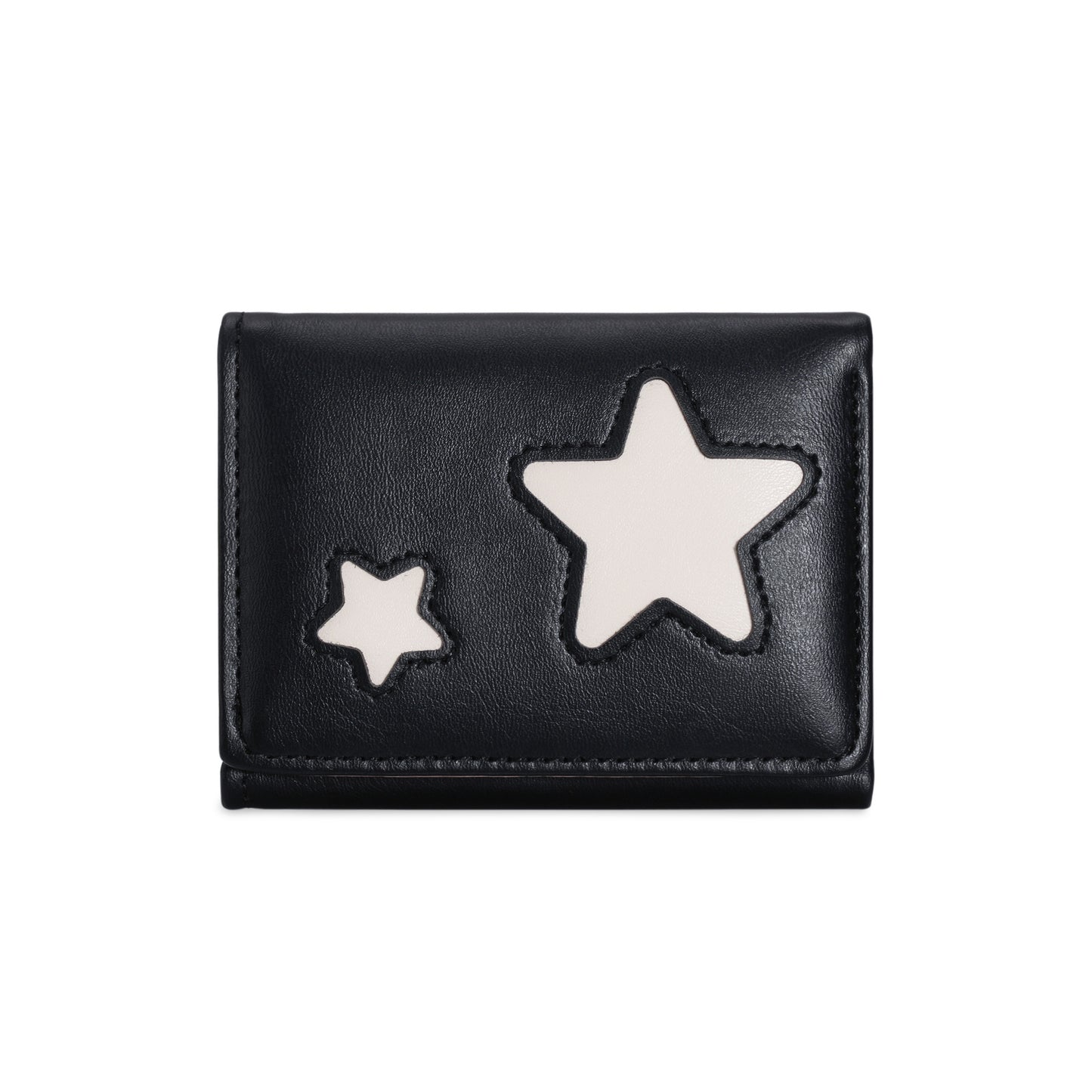 Cute Star Applique Trifold Wallet for Women, Soft PU Leather with Anti-Theft Feature, Minimalist and Sweet Design Perfect for Daily Use