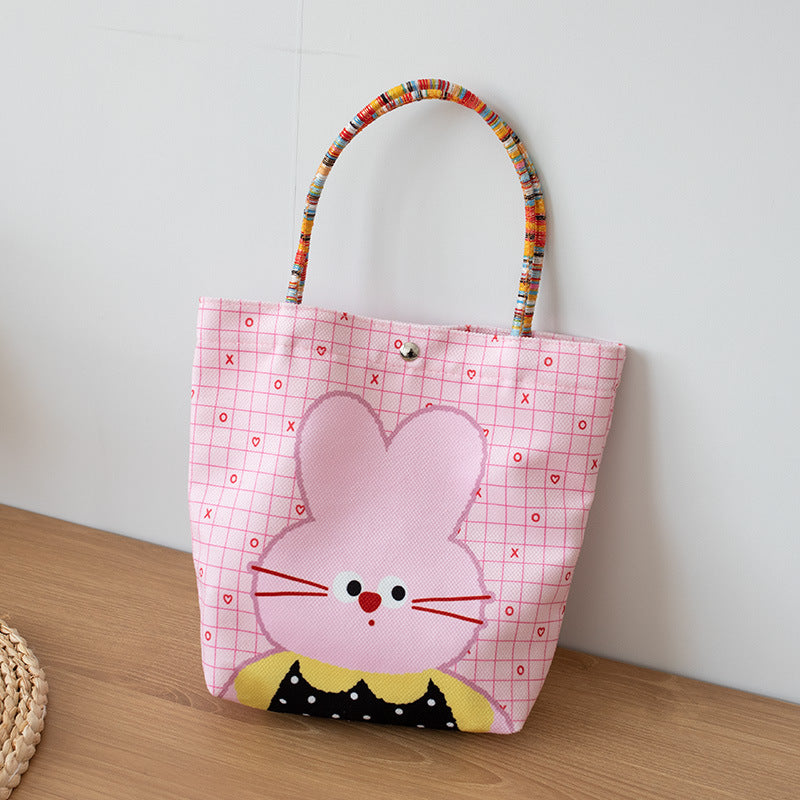 Cute Cartoon Tote Bags for Kids and Students, Portable Handheld Design with Magnetic Closure and Phone Pocket