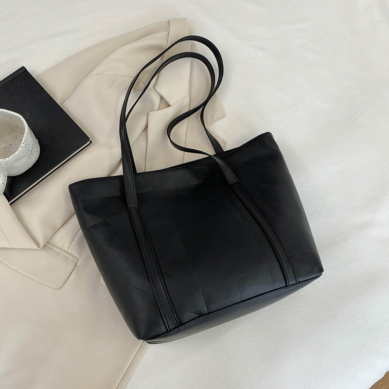 New Fashion Simple Large Capacity Totes Women's Geometric Stitching Design Everyday Joker One Shoulder Underarm Bag