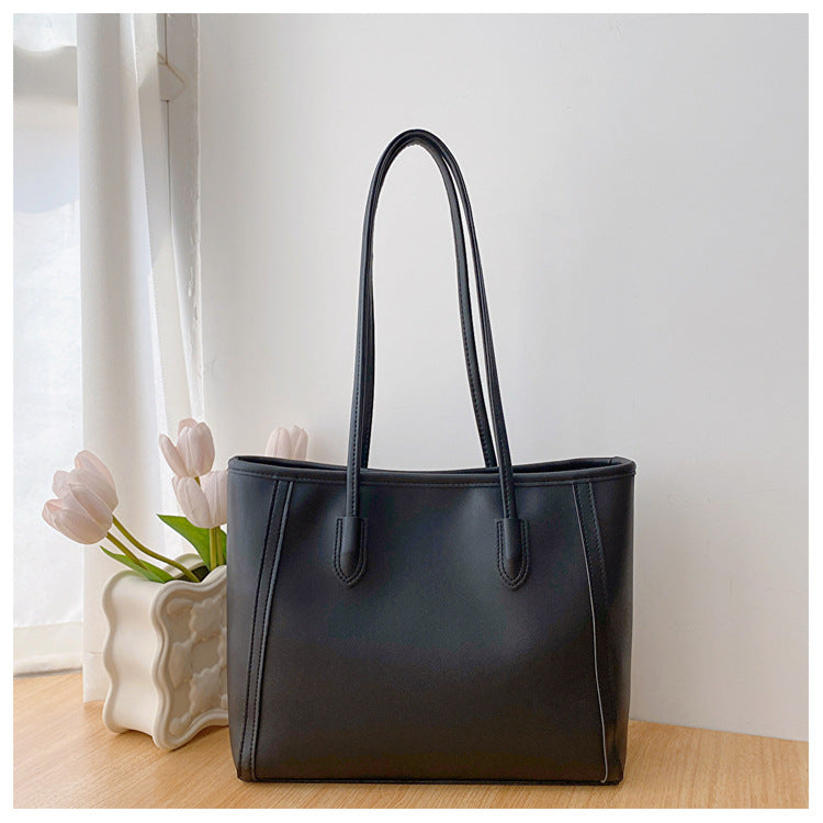 2025 New Fashion Large Capacity Tote Bag for Women, Vintage Style PU Leather Shoulder Bag with Zipper Closure and Nylon Lining, Perfect for Daily Commute and Casual Outfits
