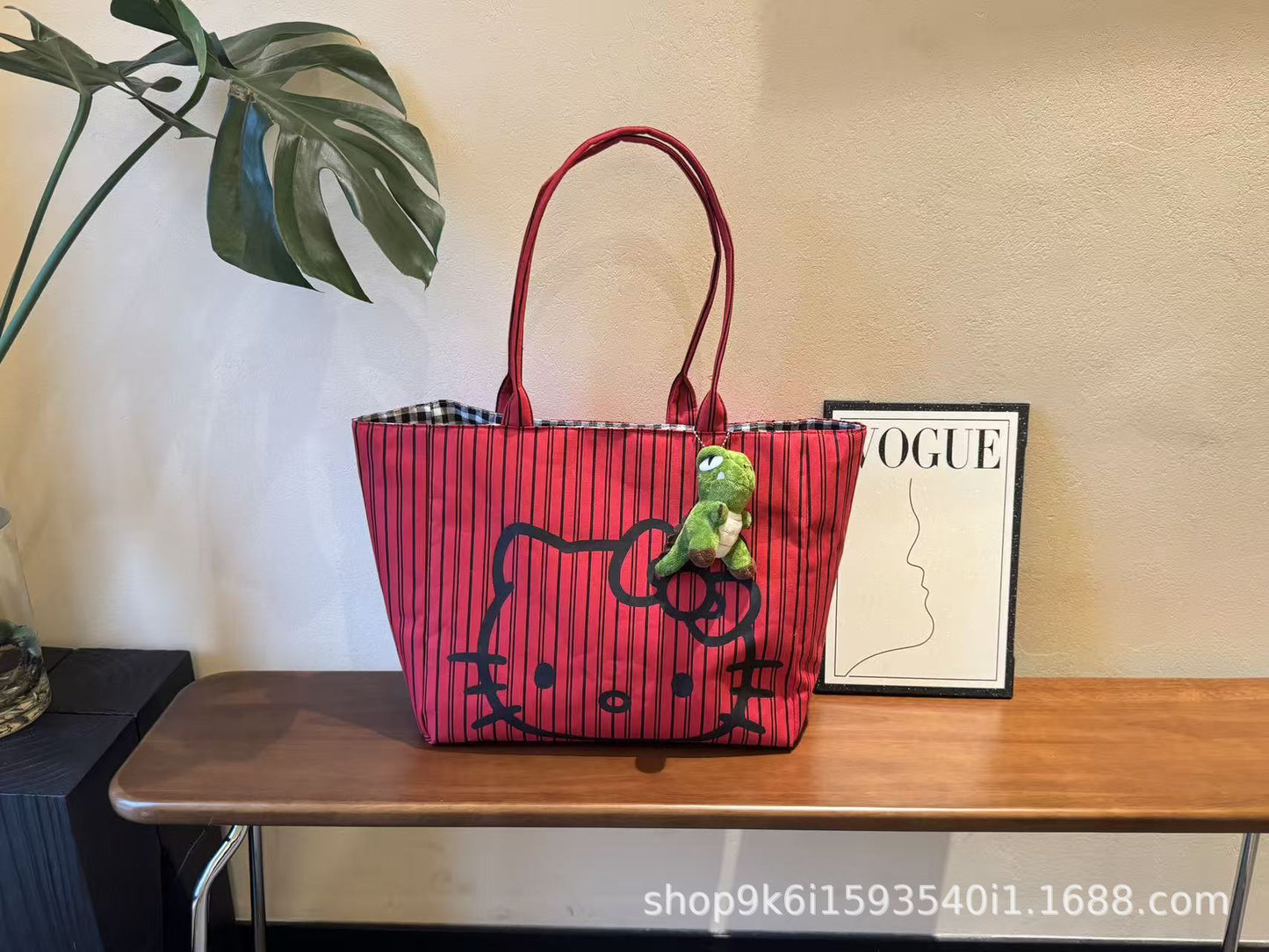 Korean Style Hellokitty Printed Tote Female Large Capacity Student Commuter Hand-Carrying Bag Simple