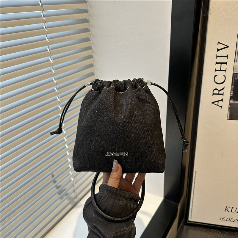New Mini Bucket Bag Simple Pure Color All-Matching Crossbody Bag Special-Interest Design Classic All-Matching Working Commuter