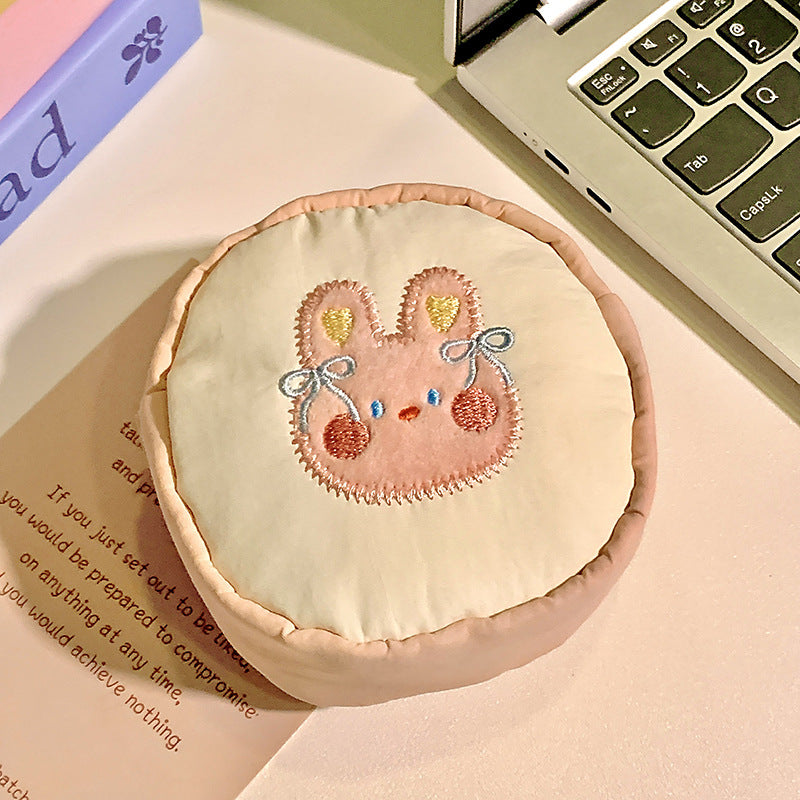 Cute Cartoon Cat Embroidered Coin Purse for Women and Girls, Portable Earphone Case with Key Holder, Stylish Daily Accessory