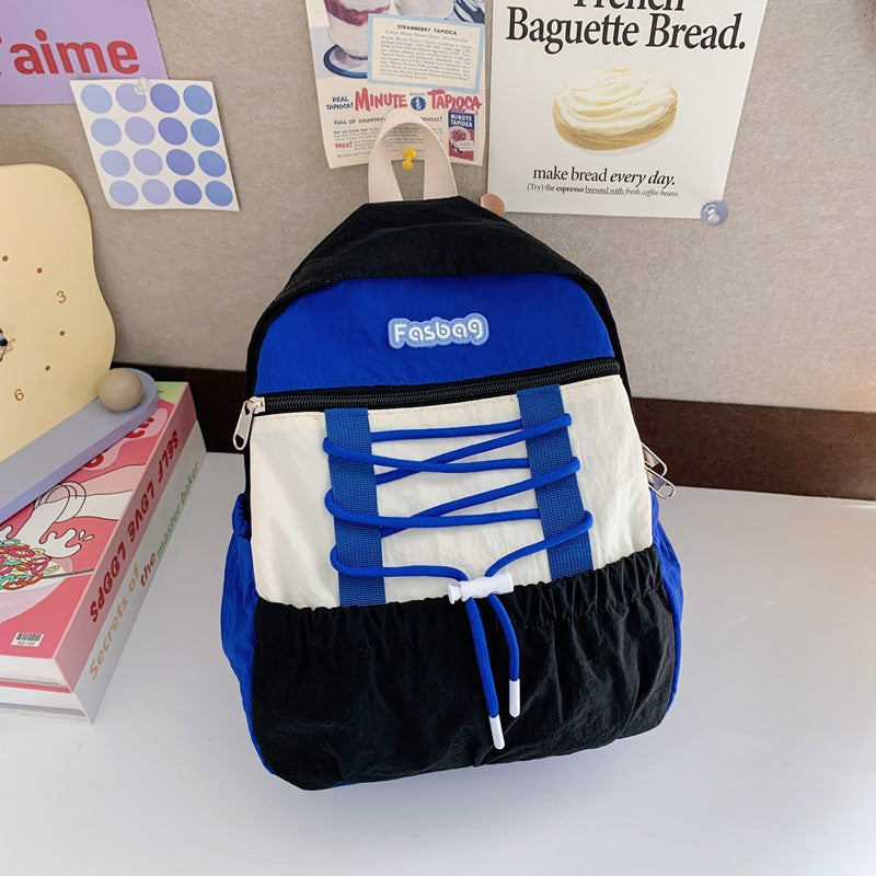 New Kindergarten Color Matching Backpack Boys and Girls Outdoor Casual and Lightweight Versatile Large Capacity Schoolbag