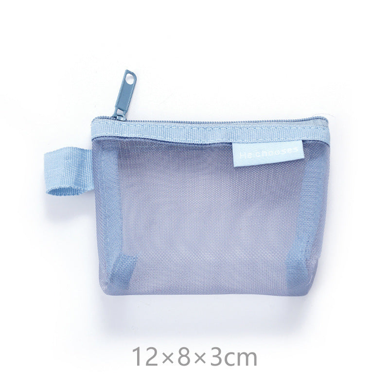 Transparent Mesh Storage Pouches for Cosmetics, Keys, Cards, and Travel Essentials - Modern Minimalist Design