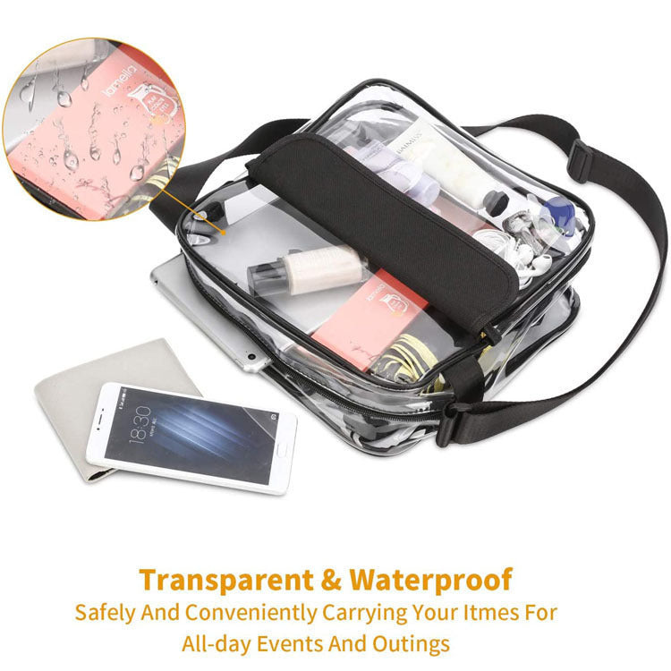Clear PVC Crossbody Bag for Travel, Gym, Beach ¨C Multi-Functional Storage with Adjustable Strap
