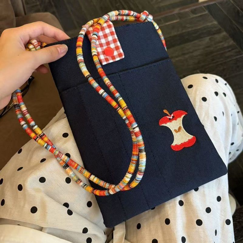 Cute Summer Embroidered Crossbody Bag with Apple Design, Perfect for Daily Use and Stylish Outings