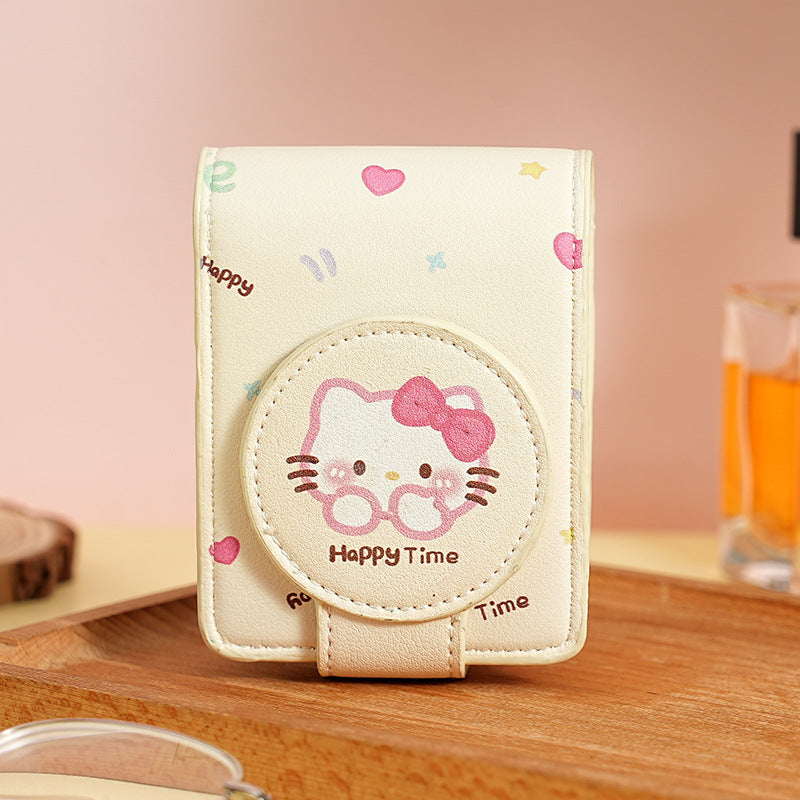 Women's Wallet Cute Hello Kittylipstick Bag with Mirror Portable Cosmetic Bag Travel Makeup Storage Small Bag for Daily Use