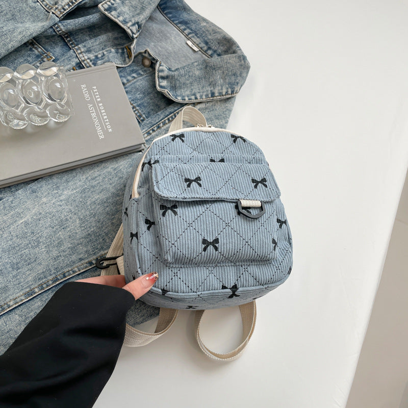 Women's Backpack Cute Bowknot Small Backpack Rhombus Design Daily Lightweight Fashion Backpack