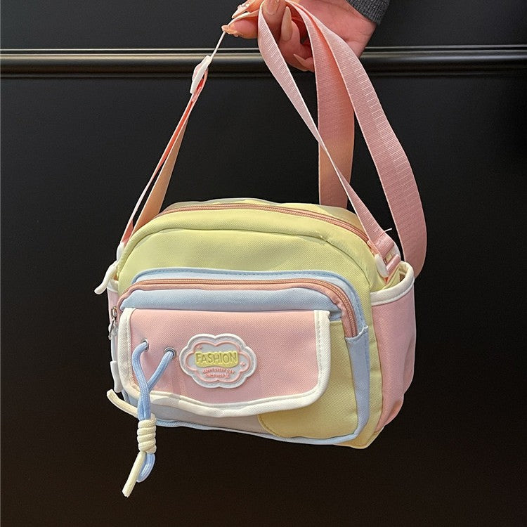 Japanese Cute Contrast Color Messenger Bag Female New Student Everyday Joker Fashion Fresh Shoulder Bag
